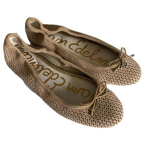 Sam Edelman Felicia 2 Ballet Flat Ballerina Beige Perforated Suede Laser Cut 10